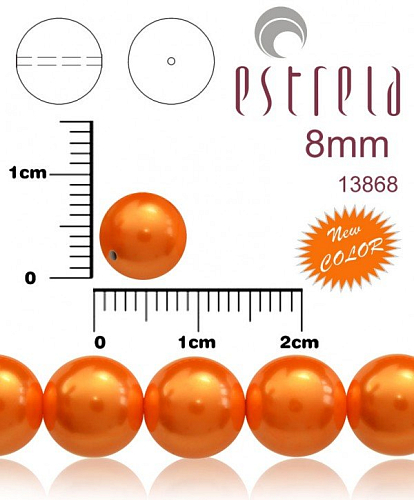 VOSKOVANÉ korále tvar kulatý. Velikost 8mm. Barva 13868 (oranžová pastelová) New COLOR. Balení 15ks na návleku. 