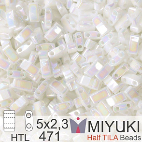 Korálky Miyuki Half Tila. Barva White Pearl AB  HTL 471. Balení 3g.