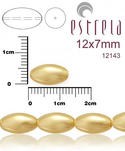 VOSKOVANÉ korále tvar ovál. Velikost 12x7mm. Barva 12143 (béžová). Balení 10ks na návleku. 