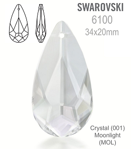 SWAROVSKI 6100 Pendant barva CRYSTAL MOONLIGHT velikost 34x20mm.