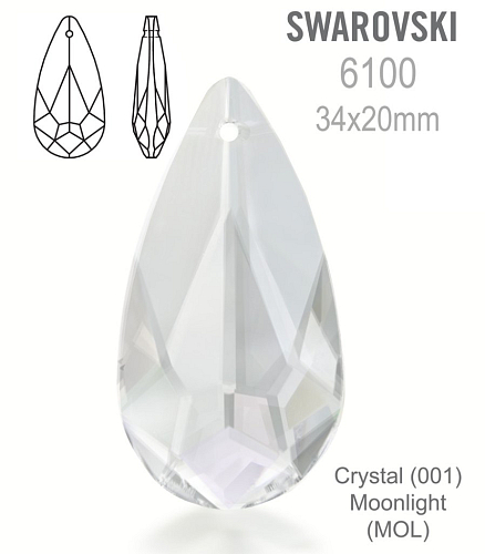 SWAROVSKI 6100 Pendant barva CRYSTAL MOONLIGHT velikost 34x20mm.