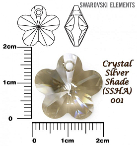 SWAROVSKI Flower Pendant barva CRYSTAL SILVER SHADE velikost 18mm.