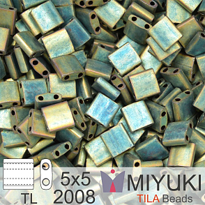 Korálky MIYUKI tvar TILA BEADS velikost 5x5mm. Barva TL-2008 Matte Metallic Patina Iris. Balení 5g.