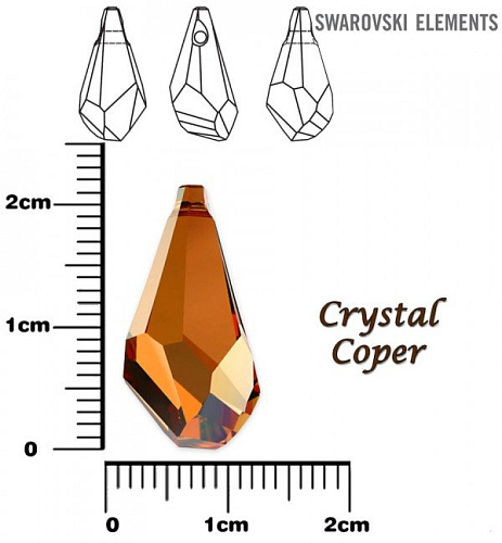 SWAROVSKI POLYGON DROP barva CRYSTAL COPPER velikost 21mm.