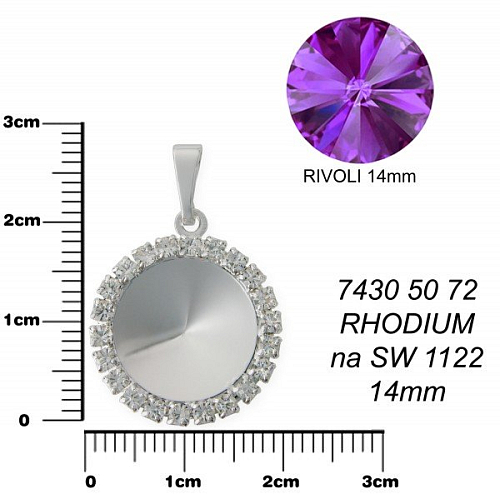 KRUH S ZIRKONY na RIVOLKU 14mm .. Barva rhodium. Ozn-7430 50 72. 