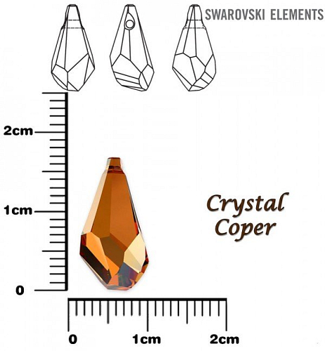 SWAROVSKI POLYGON DROP barva CRYSTAL COPPER  velikost 17mm.