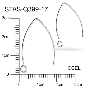 Afroháček s očkem  OCEL ozn.-STAS-Q399 17. Velikost 30x19mm. Síla drátu 0,7mm. Velikost očka vn. průměr 2,0mm