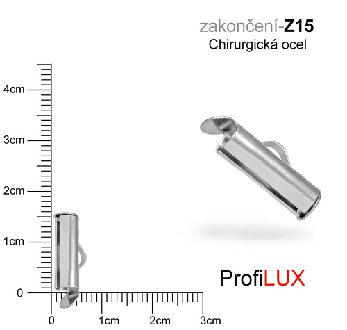 Zakončení na náramky chirurgická ocel. Ozn. Z15. Velikost otvor 3,5mm délka 15mm.