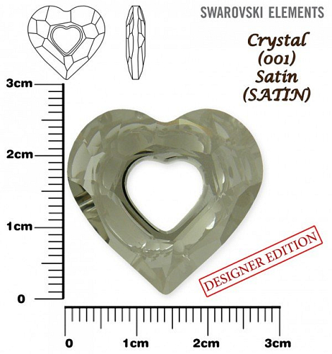 SWAROVSKI 6262 Miss U Heart barva CRYSTAL SATIN velikost 26mm.