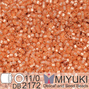 Korálky Miyuki Delica 11/0. Barva Duracoat Semi-Frosted Silverlined Dyed Rose Copper DB2172. Balení 5g.