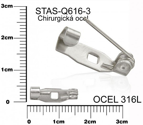 Špendlík na brož velikost 1,5cm. Mat. CHIRURGICKÁ OCEL. Ozn. Q616-3.