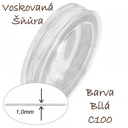 Voskovaná šňůra-síla 1,0mm v barvě bílé číslo C100