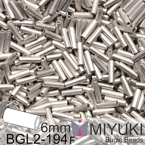 Korálky Miyuki Bugle Bead 6mm. Barva BGL2-194F Matte Palladium Plated. Balení 3g.