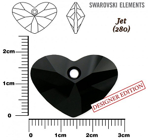 SWAROVSKI 6260 Crazy 4 U Heart barva JET velikost 27mm.