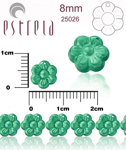 Korálky VOSKOVANÉ tvar KYTIČKA velikost 8mm. Přímý otvor. Barva 25026 (SMARAGDOVÁ). Balení 12Ks.