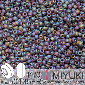 Korálky Miyuki Round 11/0. Barva 0135FR Matte Transparent Root Beer AB. Balení 5g.