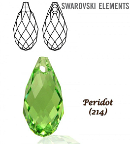 Swarovski 6010 Briolette Pendant 13x6,5mm. Barva PERIDOT 