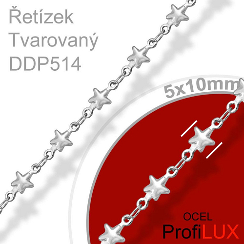 Řetízek TVAROVANÝ DDP 514. Materiál CHIRURGICKA Ocel 316L..Velikost  5x10mm. CENA je uvedena za 0,5m.