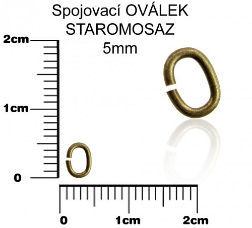 Spojovací OVÁLEK. Velikost 5mm. Barva staromosaz