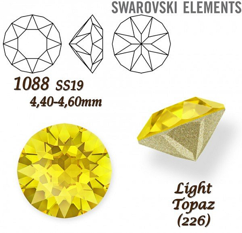 SWAROVSKI ELEMENTS 1088 XIRIUS Chaton SS19 (4,40-4,60mm) barva Light Topaz (226).