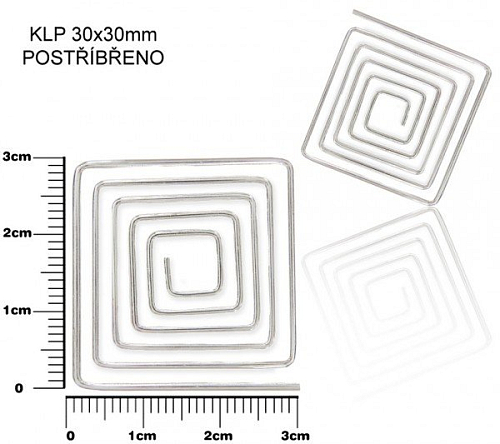 Drátěná SPIRÁLA Tvar ČTVEREC.Ozn.- KLP 30x30mm. Barva POSTŘÍBŘENO. Balení 5Ks.