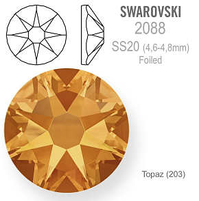 SWAROVSKI XIRIUS FOILED velikost SS20 barva TOPAZ 