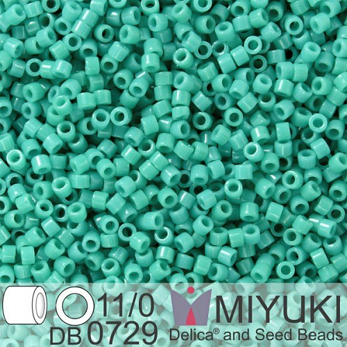 Korálky Miyuki Delica 11/0. Barva Op Turquoise Green DB0729. Balení 5g