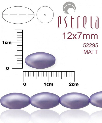 VOSKOVANÉ korále tvar ovál. Velikost 12x7mm. Barva 52295 MATT (matná fialová). Balení 10ks na návleku. 