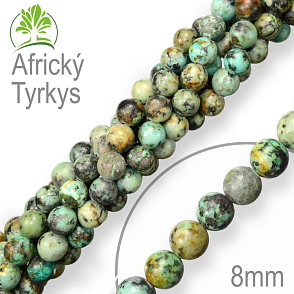 Korálky z minerálů Africký Tyrkys. Velikost pr.8mm. Balení 10Ks.