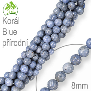 Korálky z minerálů  Korál Blue přírodní . Velikost pr.8mm. Balení 10Ks.