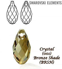 Swarovski 6010 Briolette Pendant 11x5,5mm. Barva CRYSTAL BRONZE SHADE