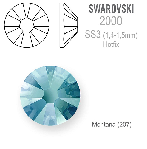 SWAROVSKI ELEMENTS HOT-FIX velikost SS3 barva Montana (207). Balení 40Ks.