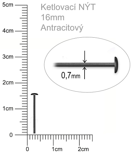 Ketlovací NÝT  velikost 16mm. Barva antracitová..