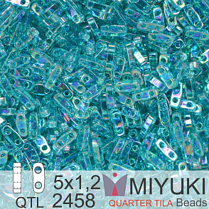 Korálky Miyuki QuarterTila. Barva Transparent Teal AB QTL 2458 Balení 3g