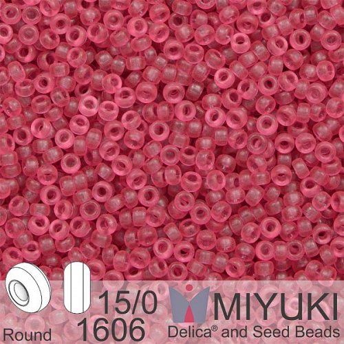 Korálky Miyuki Round 15/0. Barva 1606 Dyed SF Tr Rose. Balení 5g