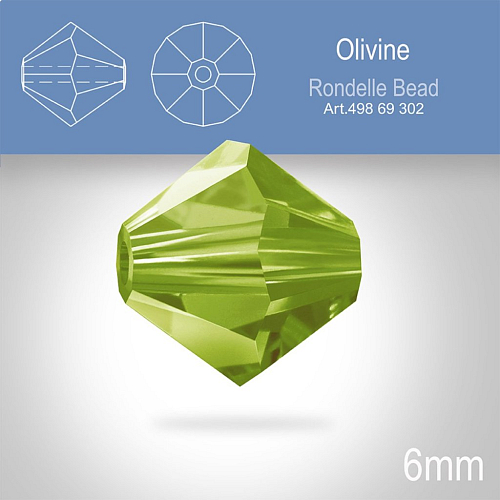 PRECIOSA Bicone MC BEAD (sluníčko) velikost 6mm. Barva OLIVINE. Balení 21ks .