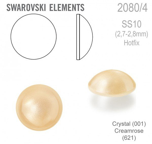 Swarovski 2080/4 Cabochon Round velikost SS10 barva Crystal Creamrose Hotfix