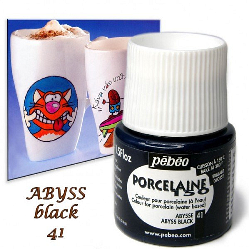 Barva na porcelán vypalovací PORCELAIN 150-barva ČERNÁ ABYSS č.41 objem 45ml.