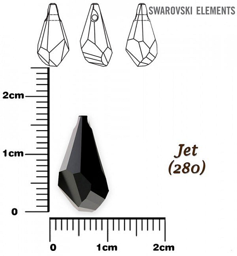 SWAROVSKI POLYGON DROP barva JET velikost 17mm.