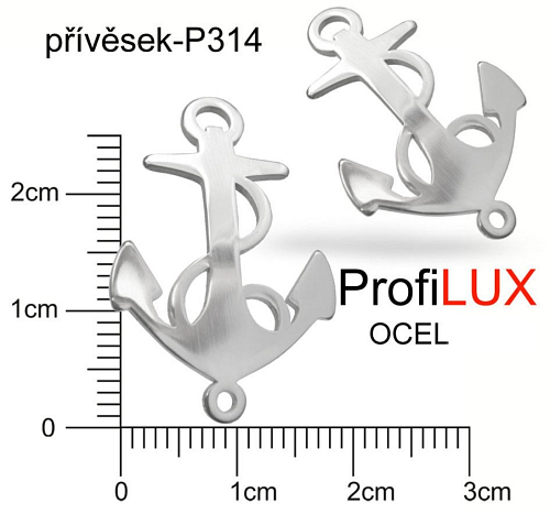 Přívěsek Chirurgická Ocel ozn-P314 přívěsek KOTVA. velikost 29,5x19mm tl.1.2mm. Řada přívěsků ProfiLUX. 