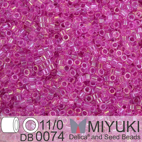 Korálky Miyuki Delica 11/0. Barva Fuchsia Lined Crystal AB DB0074. Balení 5g.