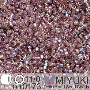 Korálky Miyuki Delica 11/0. Barva Tr Smoky Amethyst AB DB0173. Balení 5g