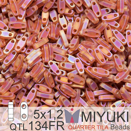 Korálky Miyuki QuarterTila. Barva Matte Transparent Dark Topaz AB QTL 134FR Balení 3g