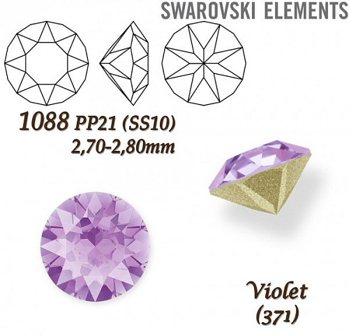 SWAROVSKI ELEMENTS 1088 XIRIUS Chaton PP21 (SS10)  2,70-2,80mm barva VIOLET (371). 