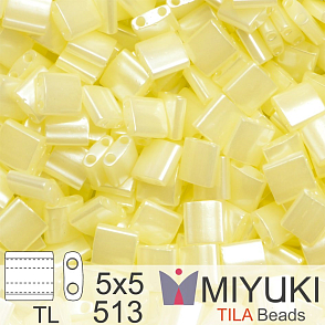 Korálky MIYUKI tvar TILA BEADS velikost 5x5mm. Barva TL 513 Butter Cream Ceylon. Balení 5g.