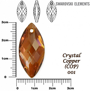 SWAROVSKI Navette Pendant barva CRYSTAL COPPER velikost 30x14mm.