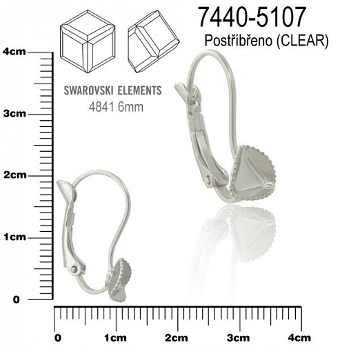 Náušnice na komponenty SWAROVSKI 4841 6mm. Ozn.7440-5107 . Barva stříbrná