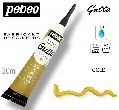 Kontura na HEDVÁBÍ vodou ředitelná gutta 20 ml GOLD (zlatá).