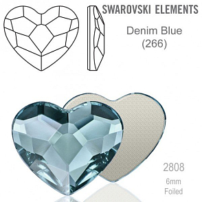 SWAROVSKI 2808 Heart Flat Back Foiled velikost 6mm. Barva Denim Blue 