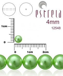 VOSKOVANÉ korále tvar kulatý. Velikost 4mm. Barva 12548 (zelená). Balení 31ks na návleku. 